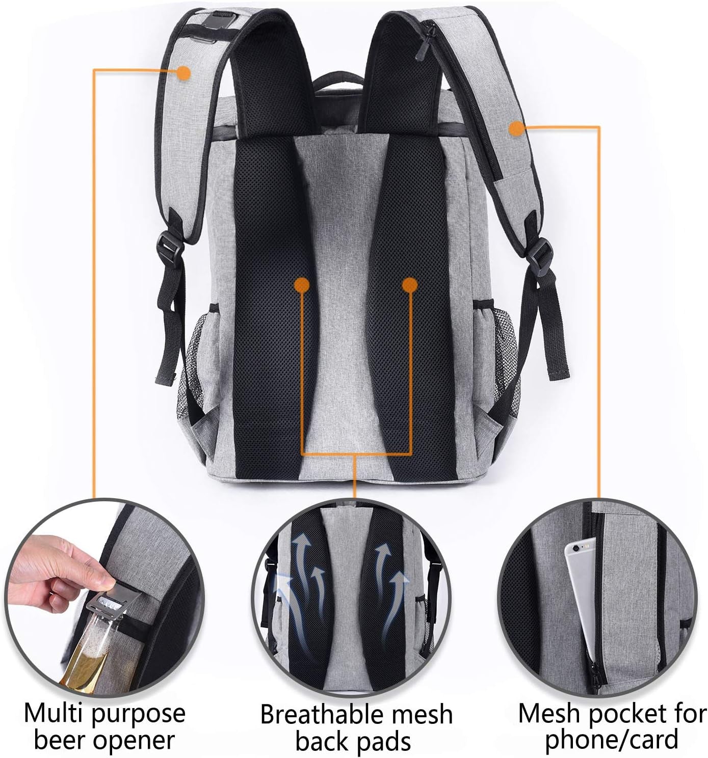 Insulated Cooler Backpack Lightweight Soft Cooler Bag Leakproof Backpack Cooler for Men Women to Lunch Work Picnic Beach Camping Hiking Park Day Trips, 30 Cans