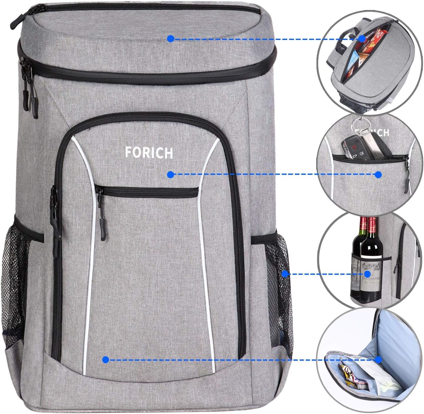 Insulated Cooler Backpack Lightweight Soft Cooler Bag Leakproof Backpack Cooler for Men Women to Lunch Work Picnic Beach Camping Hiking Park Day Trips, 30 Cans